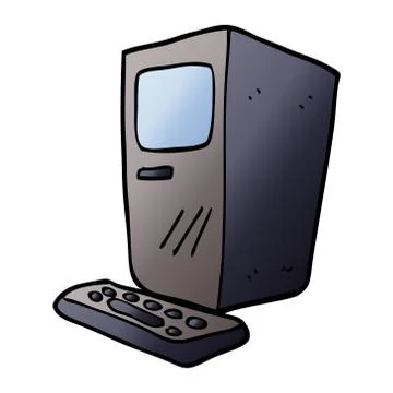 Cartoon doodle computer and keyboard Illustrazione stock