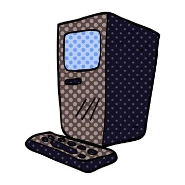 Cartoon doodle computer and keyboard Stock Illustration