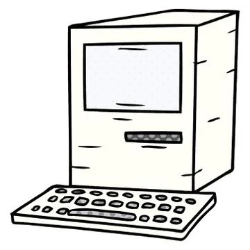 Cartoon doodle of a computer and keyboard Stock Illustration