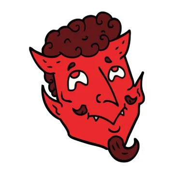Cartoon doodle devil face Stock Illustration