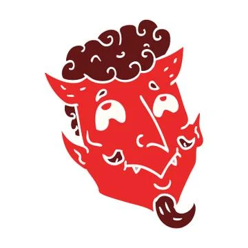 Cartoon doodle devil face Stock Illustration