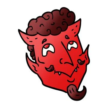 Cartoon doodle devil face Stock Illustration
