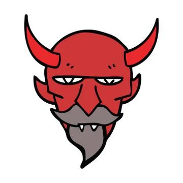 Cartoon doodle devil face Stock Illustration