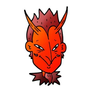 Cartoon doodle devil face Stock Illustration