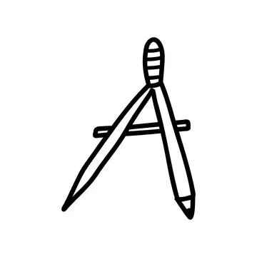 Cartoon doodle divider caliper. Vector sketch illustration of black outline Stock Illustration