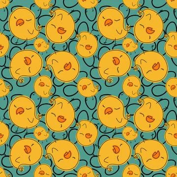 Cartoon Doodle Easter seamless chicken and eggs pattern for wrapping paper 库存插图