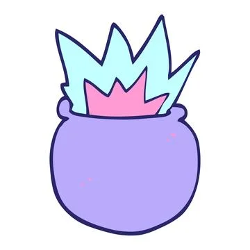 Cartoon doodle exploding cauldron  in bright neon color Illustrazione stock