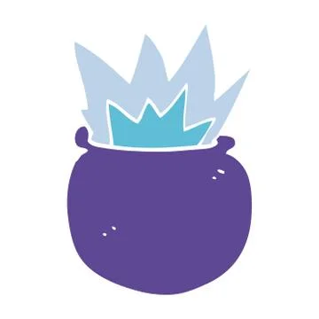 Cartoon doodle exploding cauldron Stock Illustration
