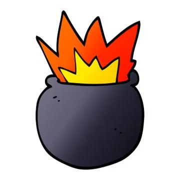 Cartoon doodle exploding cauldron Stock Illustration