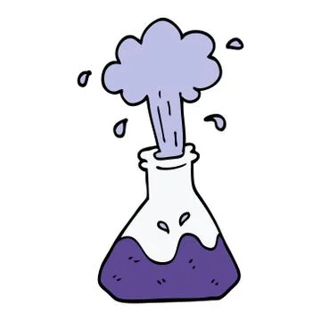 Cartoon doodle exploding chemical set Illustrazione stock