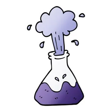 Cartoon doodle exploding chemical set Illustrazione stock
