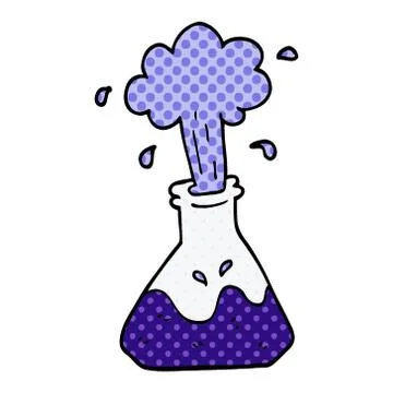Cartoon doodle exploding chemical set Illustrazione stock
