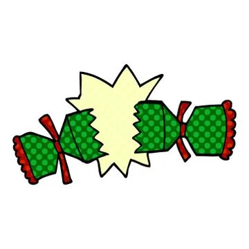 Cartoon doodle exploding cracker Stock Illustration