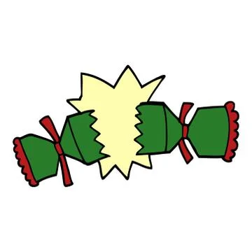 Cartoon doodle exploding cracker Illustrazione stock