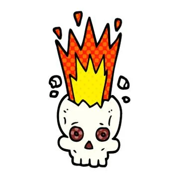 Cartoon doodle exploding skull Stock Illustration