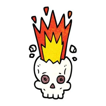 Cartoon doodle exploding skull Stock Illustration
