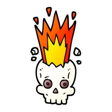 Cartoon doodle exploding skull Illustrazione stock