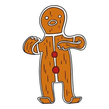 Cartoon doodle of a gingerbread man Stock Illustration