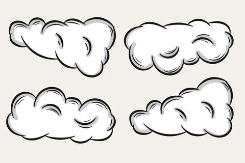 Cartoon Doodle Hand-Drawn Clouds Collection.Vector Illustration 스톡 일러스트