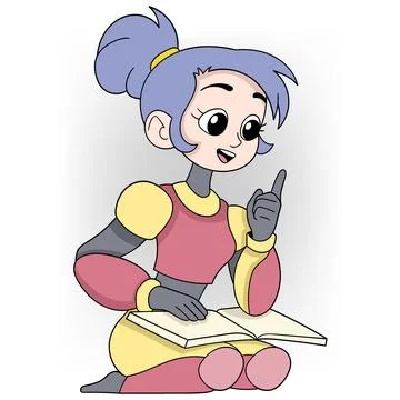 Cartoon doodle illustration of artificial intelligence technology capable o.. 스톡 일러스트