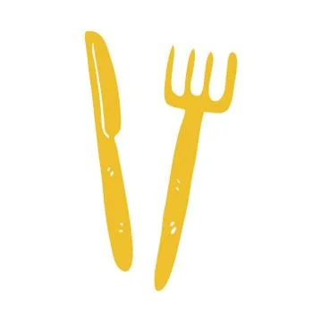 Cartoon doodle knife and fork Stock Illustration