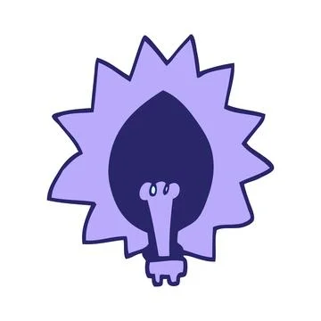 Cartoon doodle light bulb in bright neon color Stock Illustration