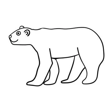 Cartoon doodle linear bear isolated on white background. Stock Illustration