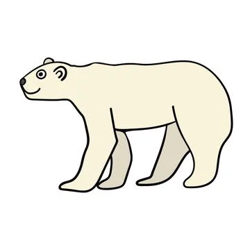 Cartoon doodle linear bear isolated on white background. Stock Illustration