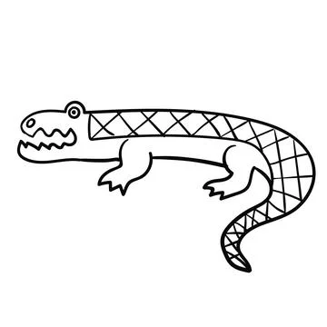 Cartoon doodle linear crocodile Stock Illustration