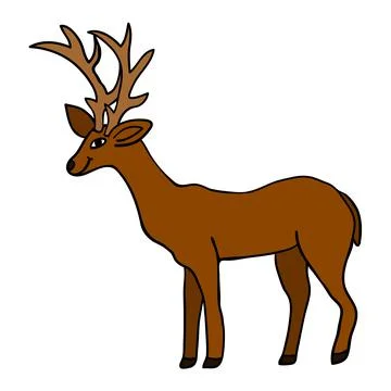 Cartoon doodle linear deer isolated Stock Illustration