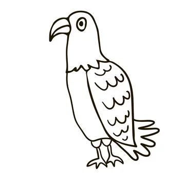 Cartoon doodle linear eagle Stock Illustration