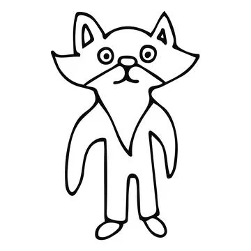 Cartoon doodle linear fox Stock Illustration