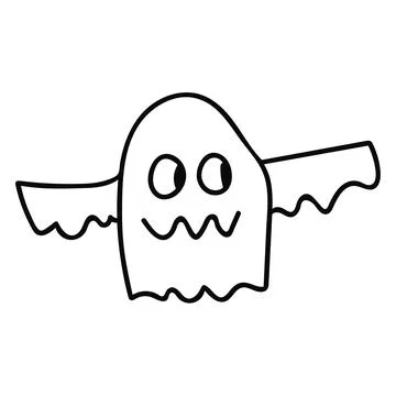 Cartoon doodle linear ghost Stock Illustration