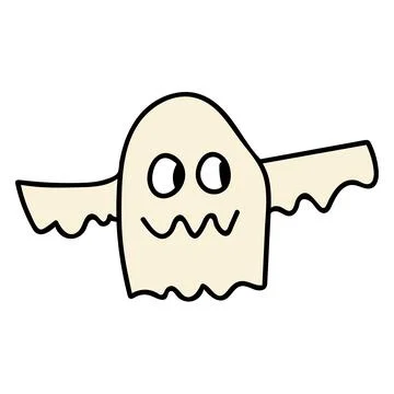 Cartoon doodle linear ghost Stock Illustration