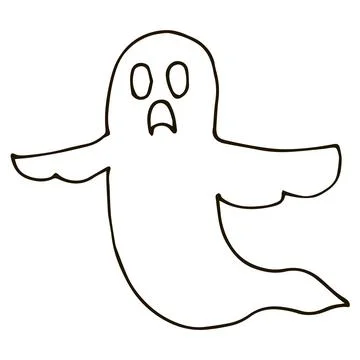 Cartoon doodle linear ghost Stock Illustration
