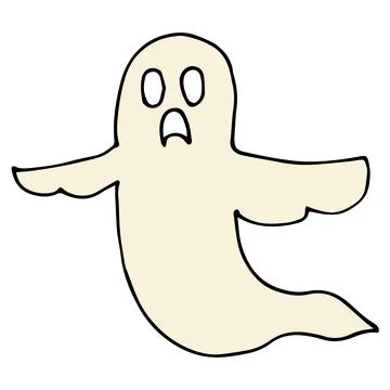 Cartoon doodle linear ghost Stock Illustration