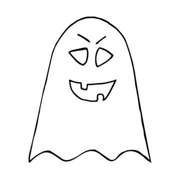 Cartoon doodle linear ghost isolated on white background. Stock Illustration