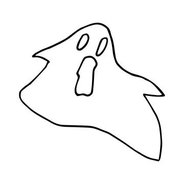 Cartoon doodle linear ghost isolated on white background. Stock Illustration