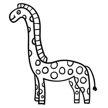 Cartoon doodle linear giraffe Stock Illustration
