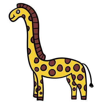 Cartoon doodle linear giraffe Stock Illustration