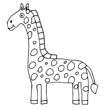 Cartoon doodle linear giraffe Stock Illustration