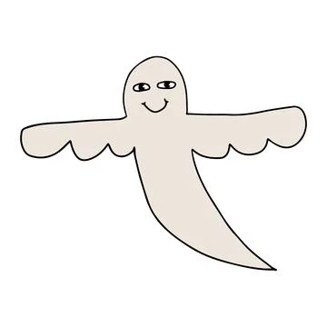 Cartoon doodle linear happy ghost Stock Illustration