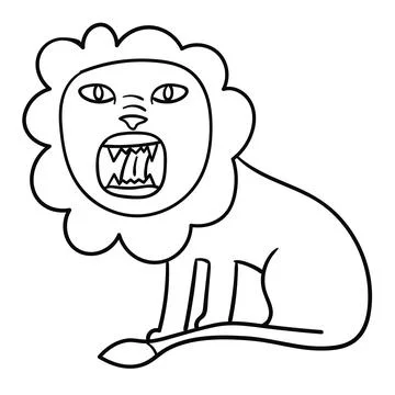 Cartoon doodle linear lion Stock Illustration