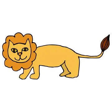 Cartoon doodle linear lion Stock Illustration