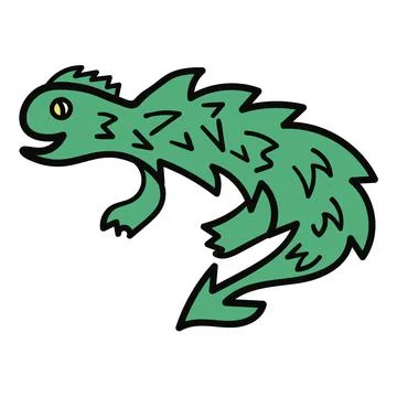 Cartoon doodle linear lizard Stock Illustration