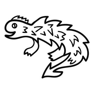 Cartoon doodle linear lizard Stock Illustration
