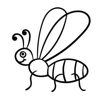 Cartoon doodle linear midge, fly Stock Illustration