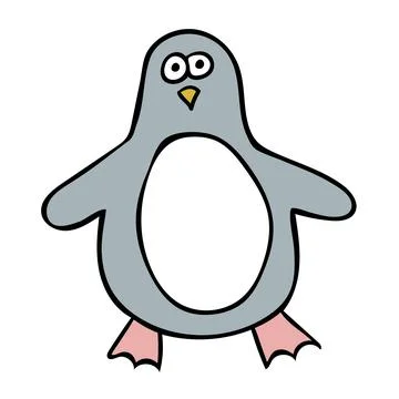 Cartoon doodle linear penguin Stock Illustration