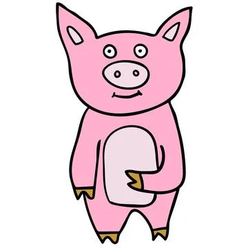 Cartoon doodle linear pig Illustrazione stock