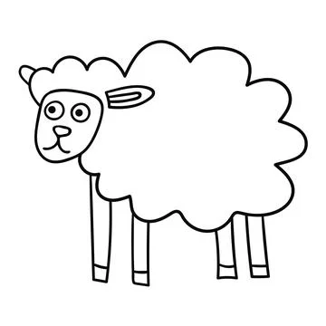 Cartoon doodle linear sheep Illustrazione stock